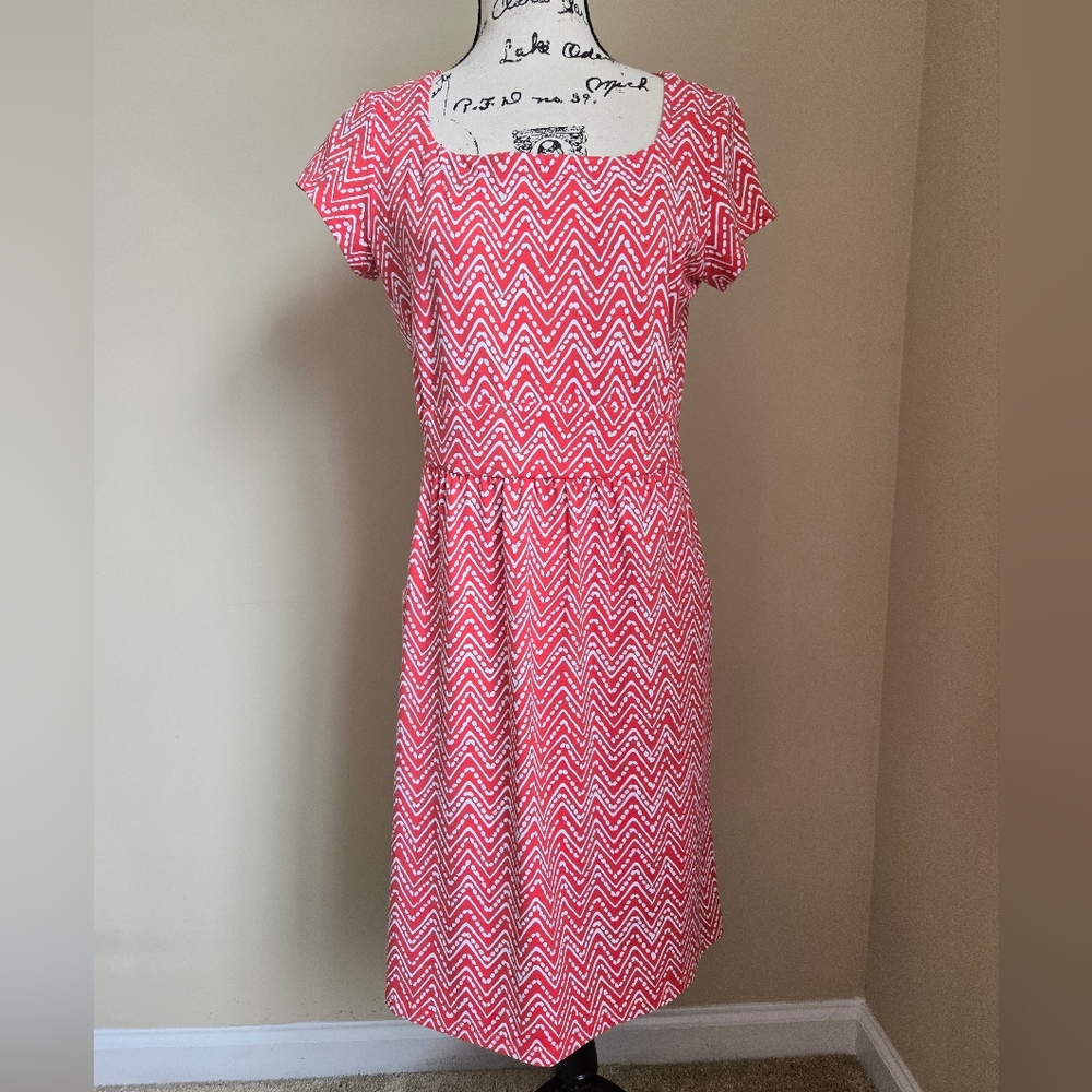 J.Mclaughlin Red Dress Short Sleeve Pullover Comfort Womens M